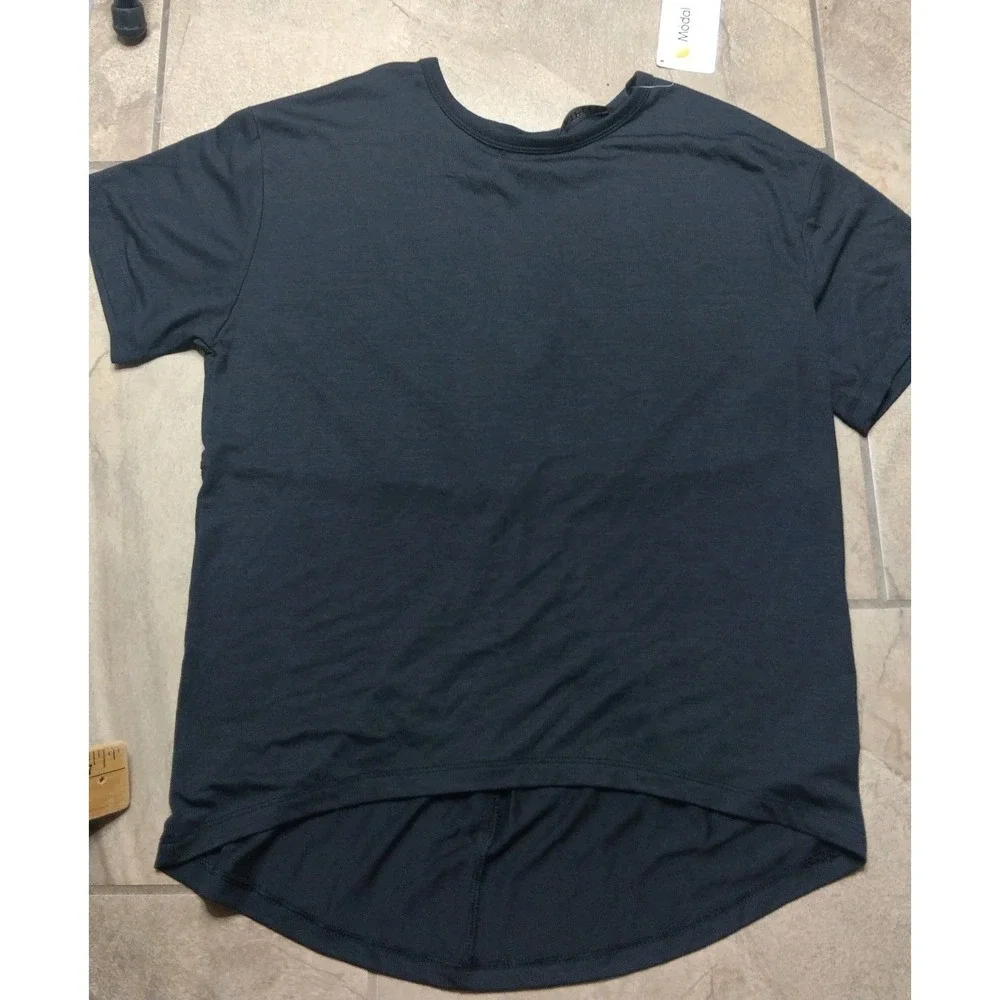 NWT Athleta Modal Twist Back Black Tee Womens XXS Athleisure Soft Yoga Top